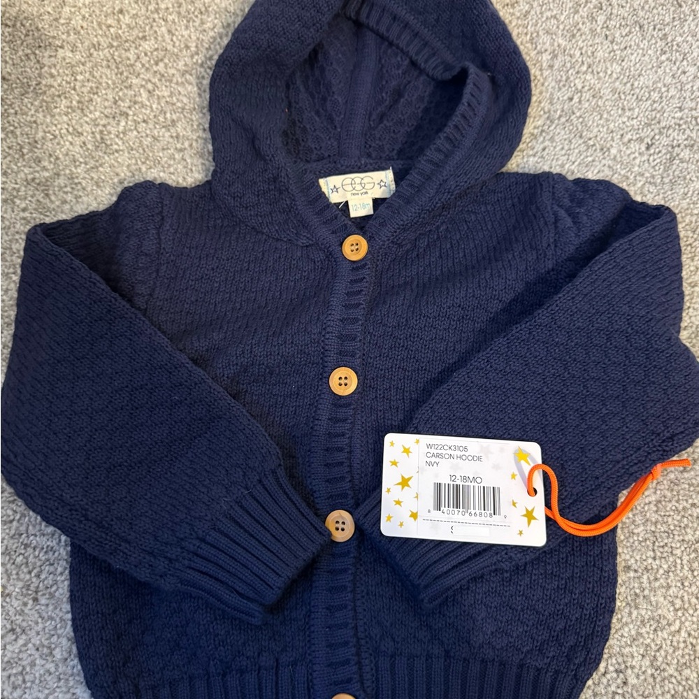 EGG New York Carson Hoodie - Navy Blue Hooded Cardigan with Buttons